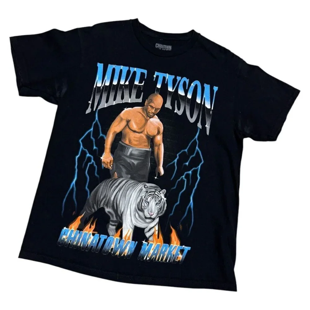 CHINATOWN MARKET Mike Tyson Tiger Boxing Streetwear Designer Tee Shirt Men Large